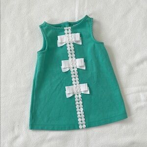 Janie and Jack Embroidered Dot Dress Teal and White 6 to 12 months
